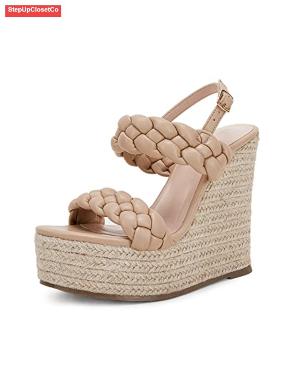 Braided Espadrille Platform Wedge Sandals Open Toe Ankle Buckle Summer Shoes